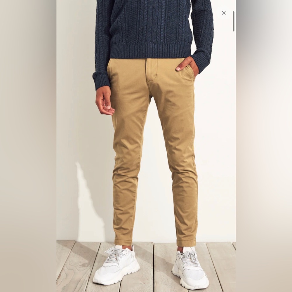 Hollister Epic Flex SKINNY CHINO dark khaki Mens Pants (w30 l30)